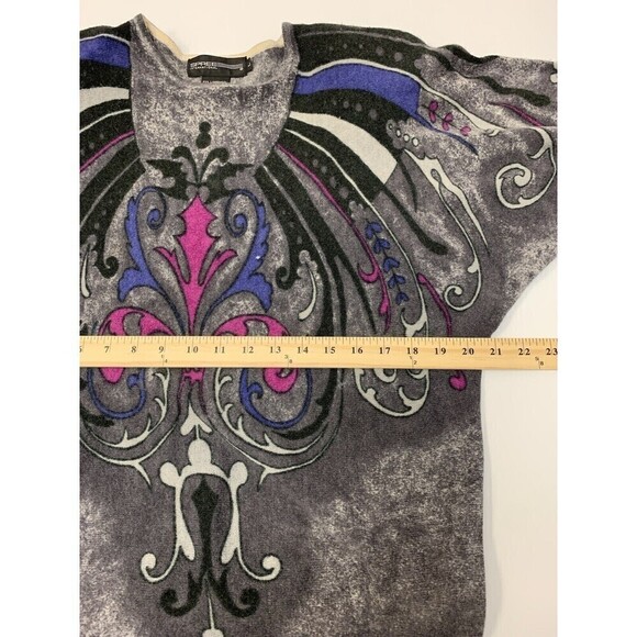 Spree International Lambswool Vintage Sweater Gray Shoulder Pads Womens Large - Picture 7 of 8